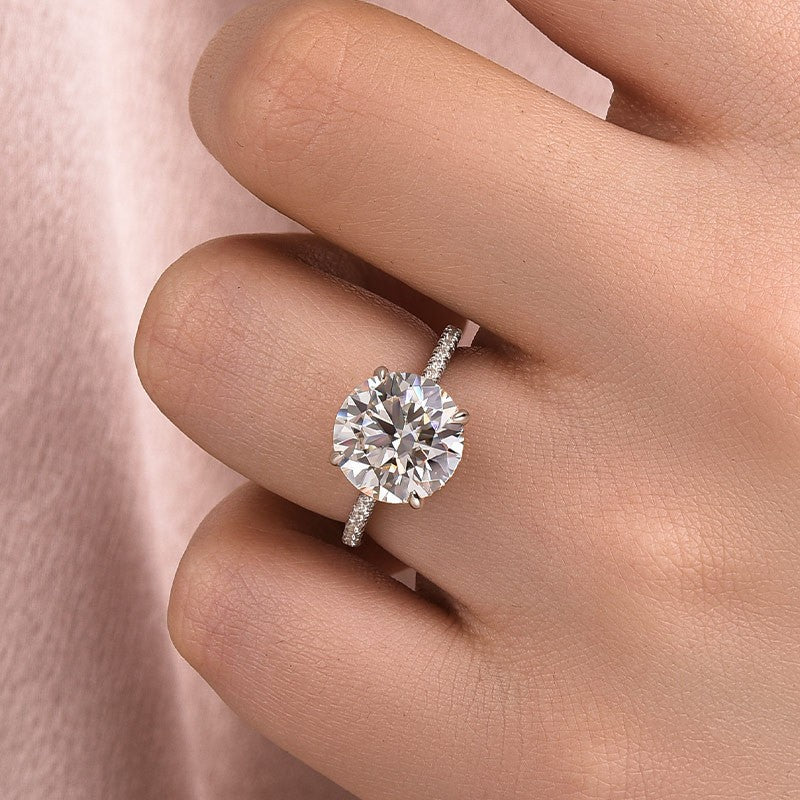 Aurevyn Moissanite 4.0 Ct Round White Gold Pave Engagement Ring