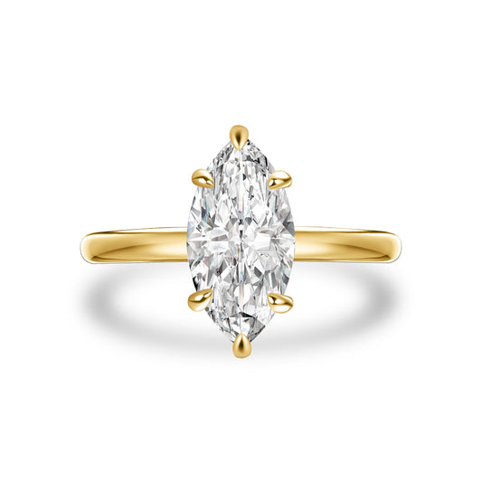 Aurevyn Moissanite 2.0Ct Secret Halo Marquise Cut Engagement Ring Travel Ring In Sterling Silver