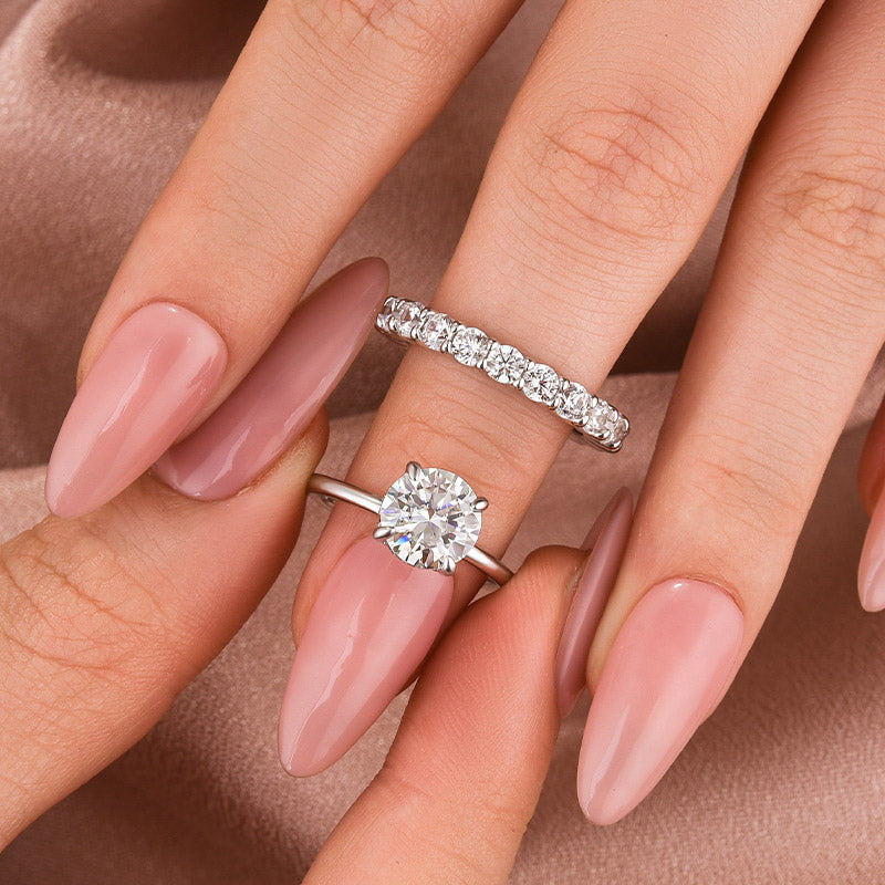 Aurevyn Moissanite S925 2.0Ct/4.0Ct Round Cut White Gold/Yellow Gold Wedding Ring Set
