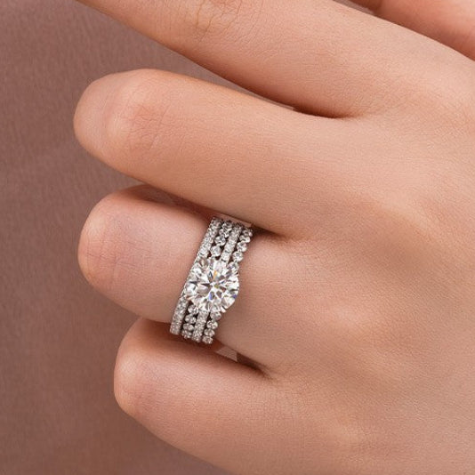 Aurevyn Moissanite 2.0Ct Round Cut White Gold Wedding Ring Set