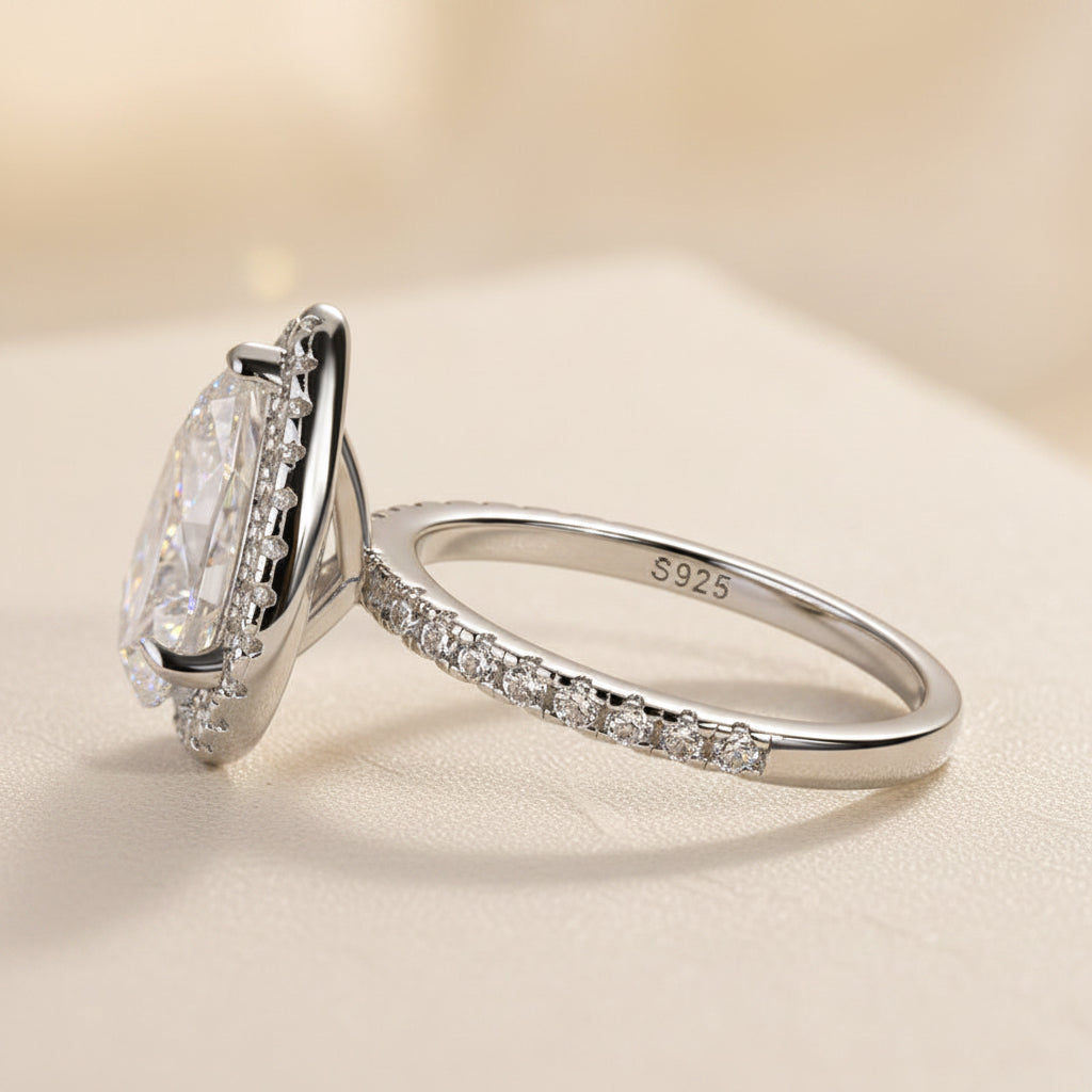 Aurevyn 2.5 Ct Pear Cut Halo Engagement Ring For Women
