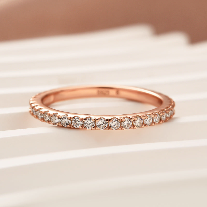 Aurevyn 0.5 Ct Rose Gold  Full Eternity Thin Wedding Band For Women
