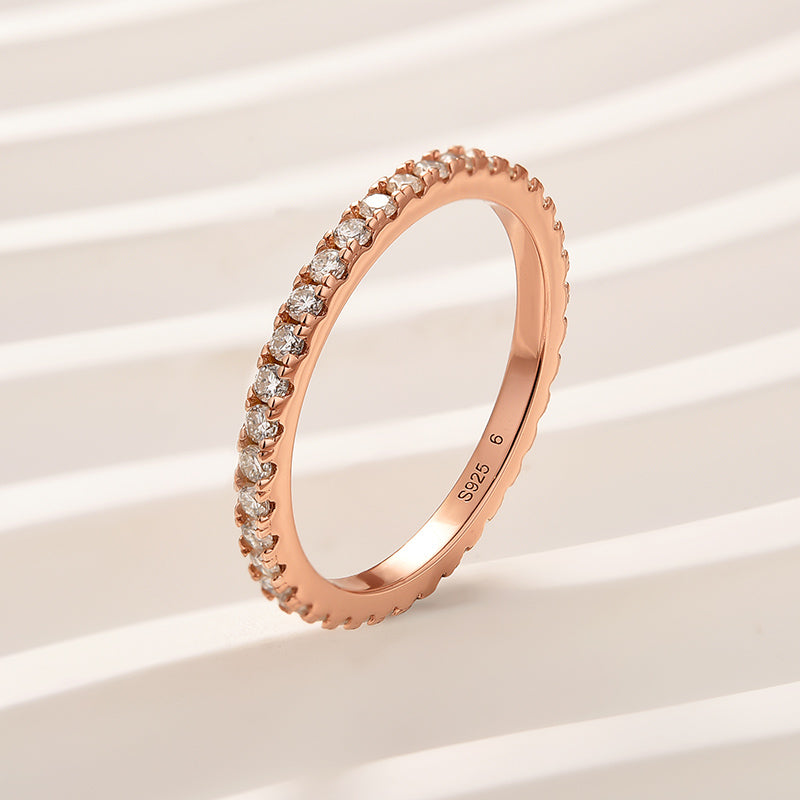 Aurevyn 0.5 Ct Rose Gold  Full Eternity Thin Wedding Band For Women