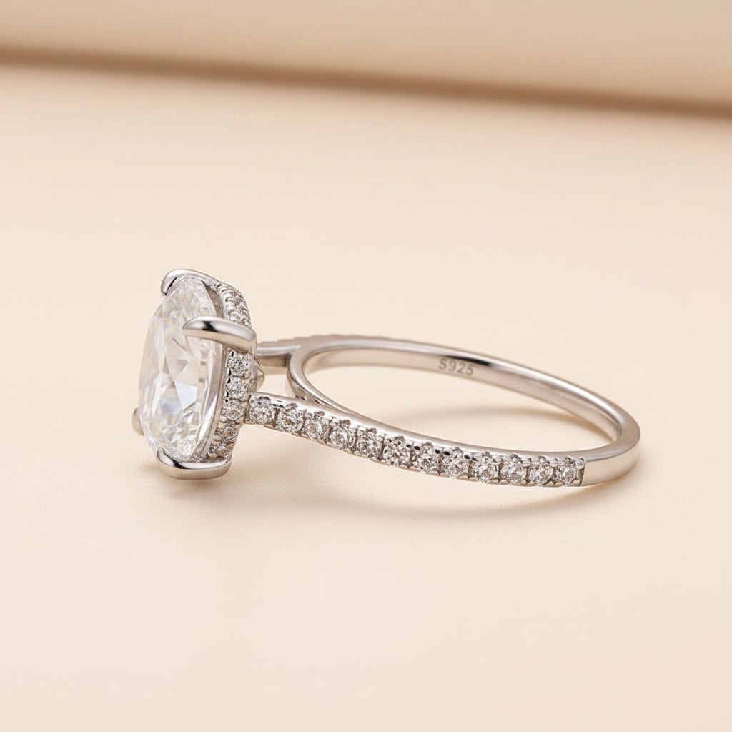 Aurevyn Moissanite 4.0 Ct Round White Gold Pave Engagement Ring