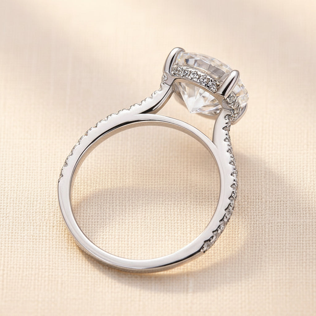 Aurevyn Moissanite 4.0 Ct Round White Gold Pave Engagement Ring