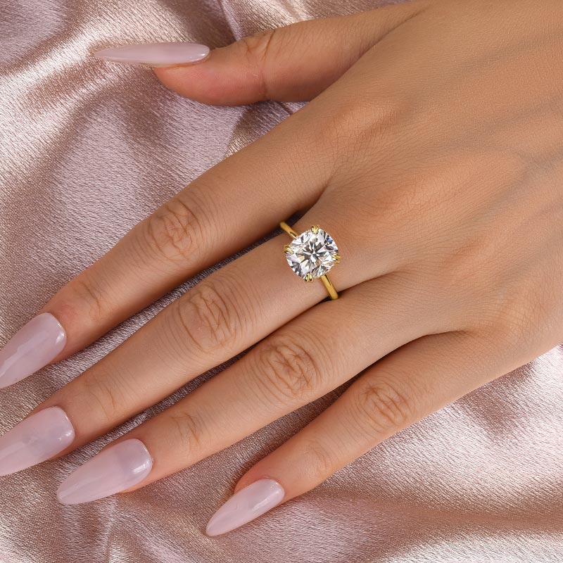 Aurevyn 4.5 Ct Cushion Cut Yellow Gold Engagement Ring