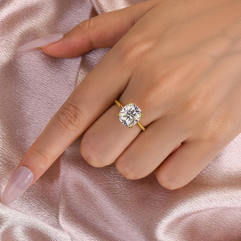 Aurevyn 4.5 Ct Cushion Cut Yellow Gold Engagement Ring