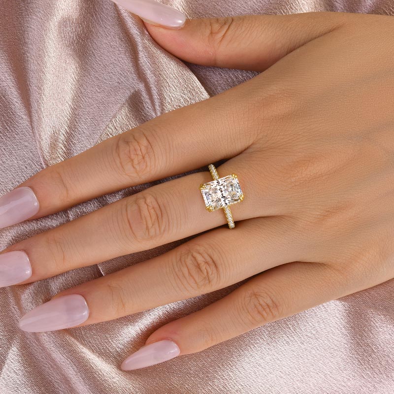 Aurevyn 4.5 Ct/3.0Ct Radiant Cut Yellow Gold Engagement Ring For Women