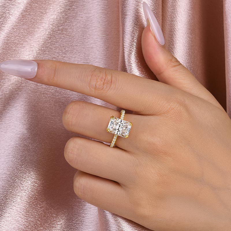 Aurevyn 4.5 Ct/3.0Ct Radiant Cut Yellow Gold Engagement Ring For Women