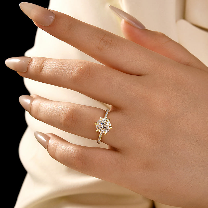 Aurevyn 2.0 Ct ~4.0 Ct Round Cut 6 Prong Yellow Gold Promise Ring