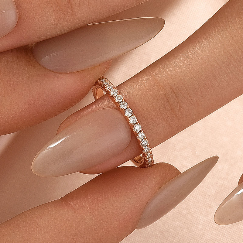 Aurevyn 0.5 Ct Rose Gold  Full Eternity Thin Wedding Band For Women
