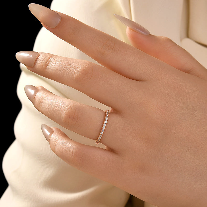 Aurevyn 0.5 Ct Rose Gold  Full Eternity Thin Wedding Band For Women