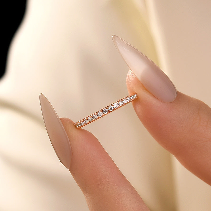 Aurevyn 0.5 Ct Rose Gold  Full Eternity Thin Wedding Band For Women