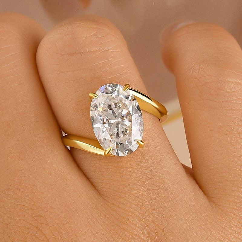 Aurevyn Bypass 2.0Ct/5.5 Ct Oval Cut Solitaire Engagement Ring In 925 Sterling Silver