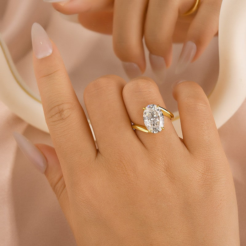 Aurevyn Bypass 2.0Ct/5.5 Ct Oval Cut Solitaire Engagement Ring In 925 Sterling Silver
