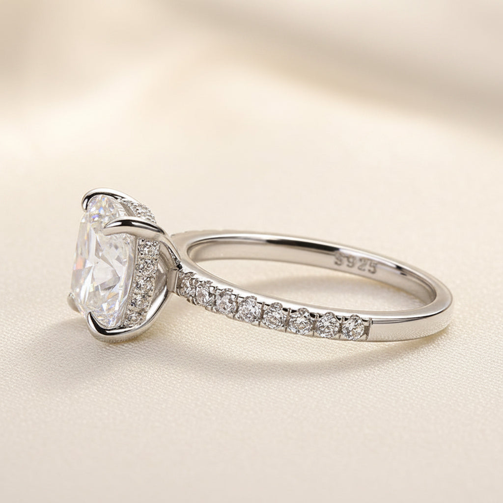 Aurevyn 3.0 Ct Cushion Cut White Gold Engagement Ring For Women