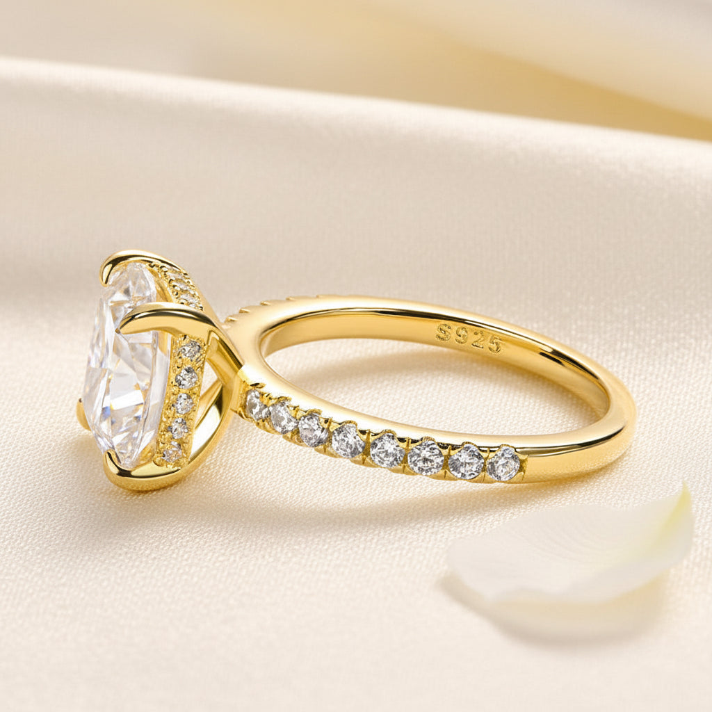 Aurevyn 3.0 Ct Cushion Cut Yellow Gold Engagement Ring For Women