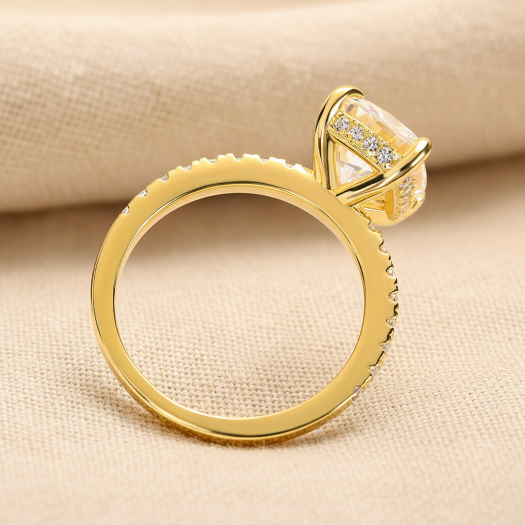 Aurevyn 3.0 Ct Cushion Cut Yellow Gold Engagement Ring For Women