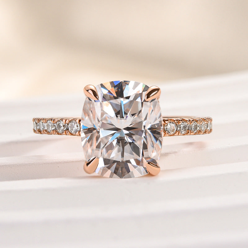 Aurevyn 3.0 Ct Cushion Cut Rose Gold Engagement Ring For Women