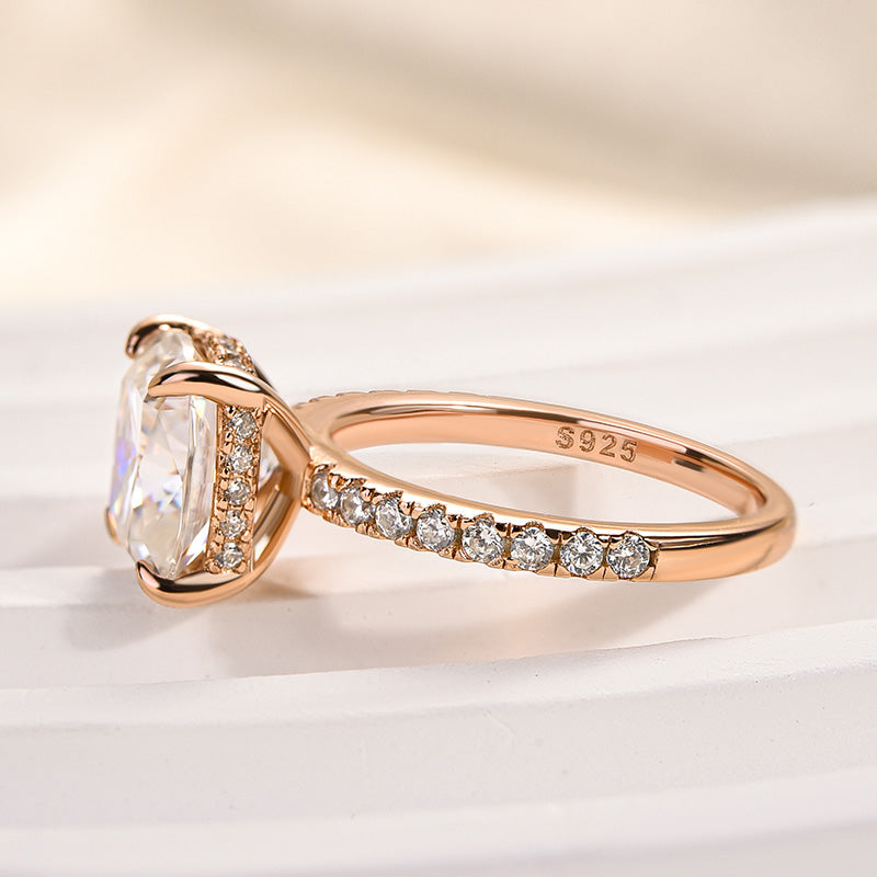 Aurevyn 3.0 Ct Cushion Cut Rose Gold Engagement Ring For Women