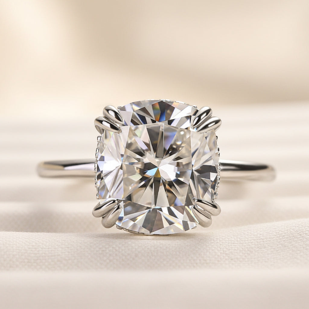 Aurevyn 4.5 Ct Cushion Cut White Gold Engagement Ring