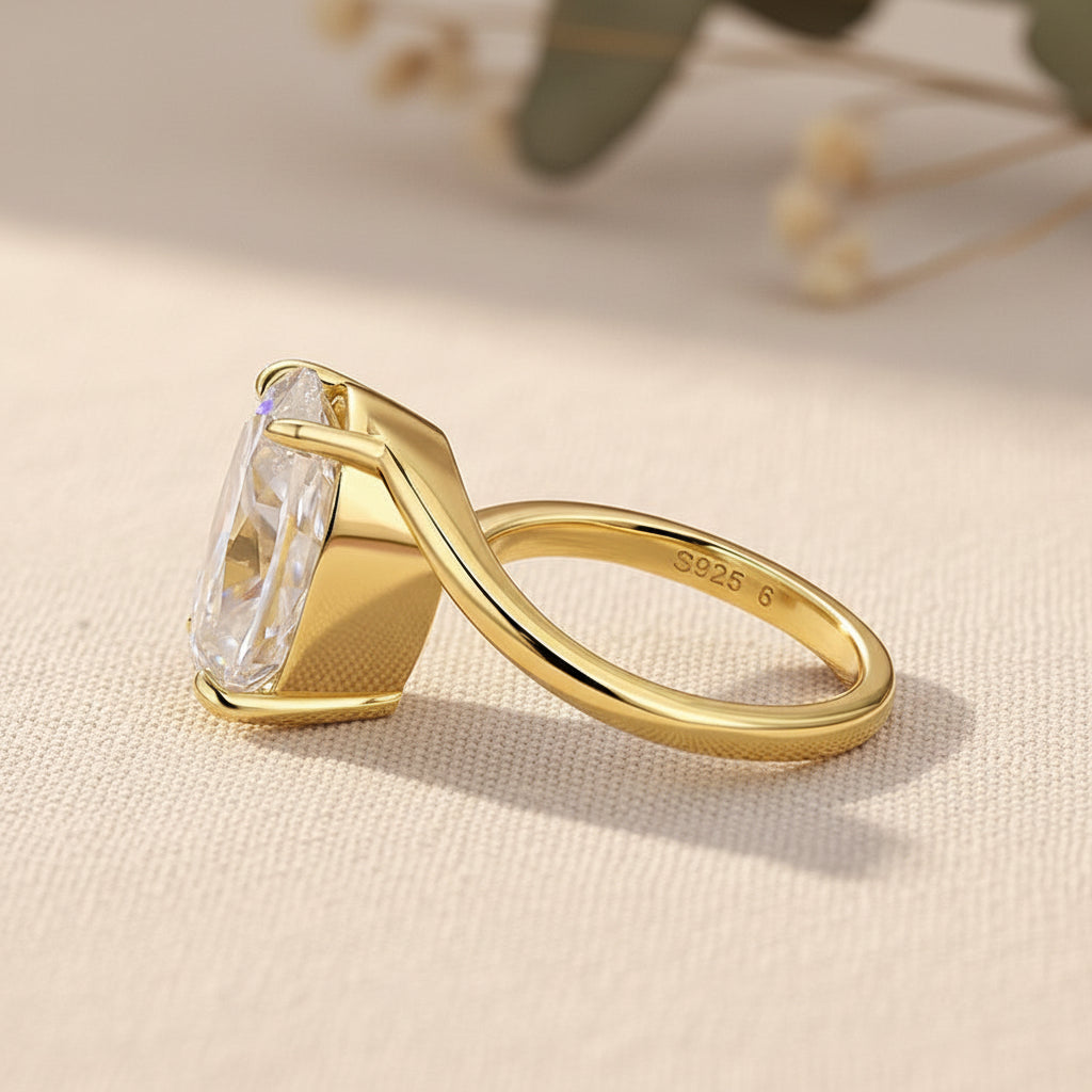 Aurevyn Bypass 2.0Ct/5.5 Ct Oval Cut Solitaire Engagement Ring In 925 Sterling Silver