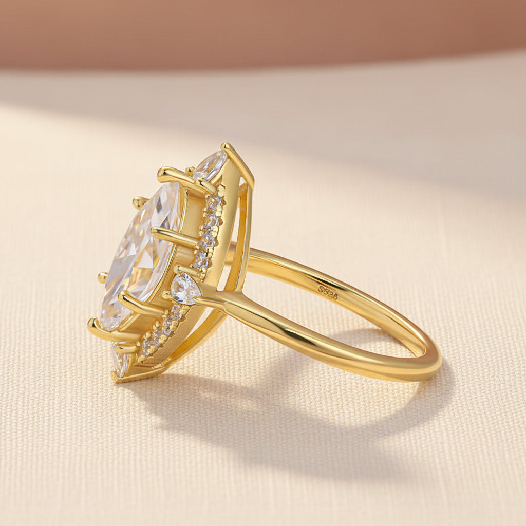 Aurevyn Vintage Moissanite 2.0Ct Marquise Cut Halo Engagement Ring Travel Ring For Her