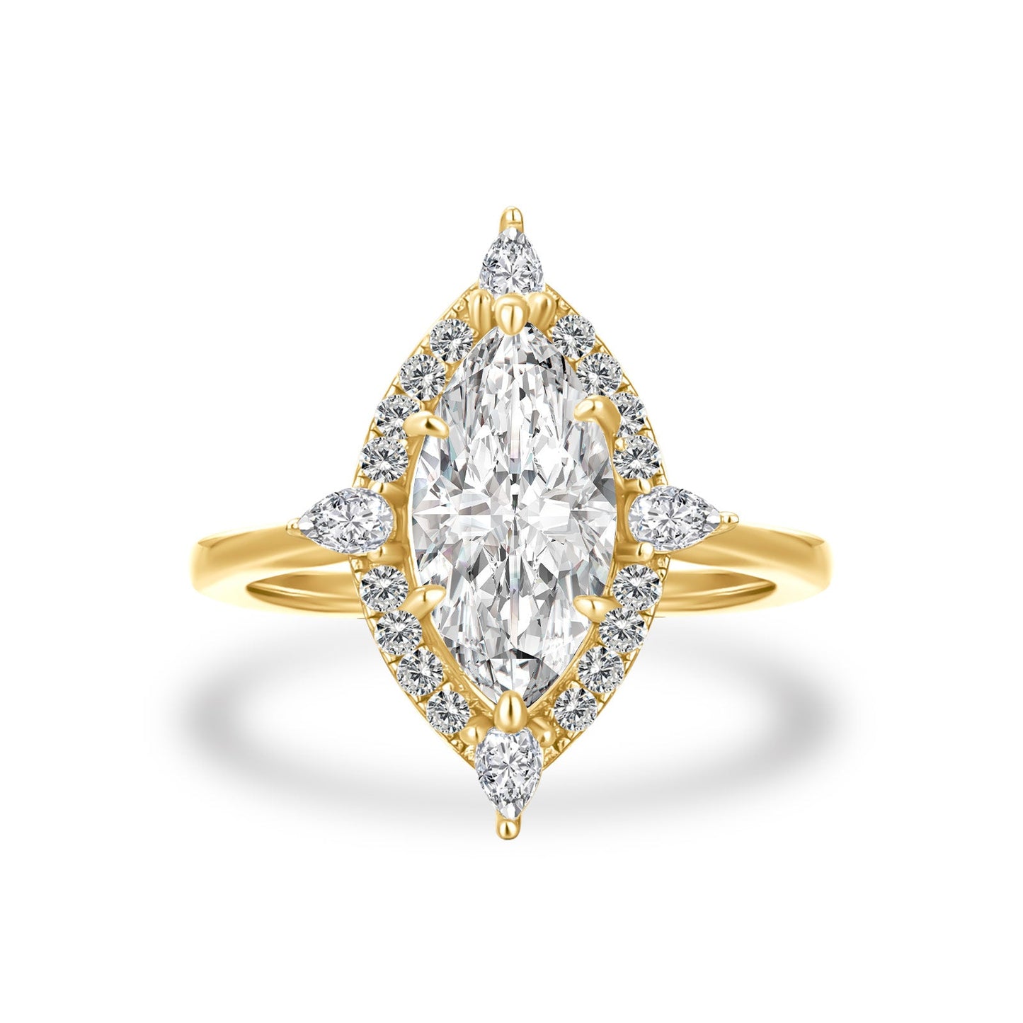 Aurevyn Vintage Moissanite 2.0Ct Marquise Cut Halo Engagement Ring Travel Ring For Her