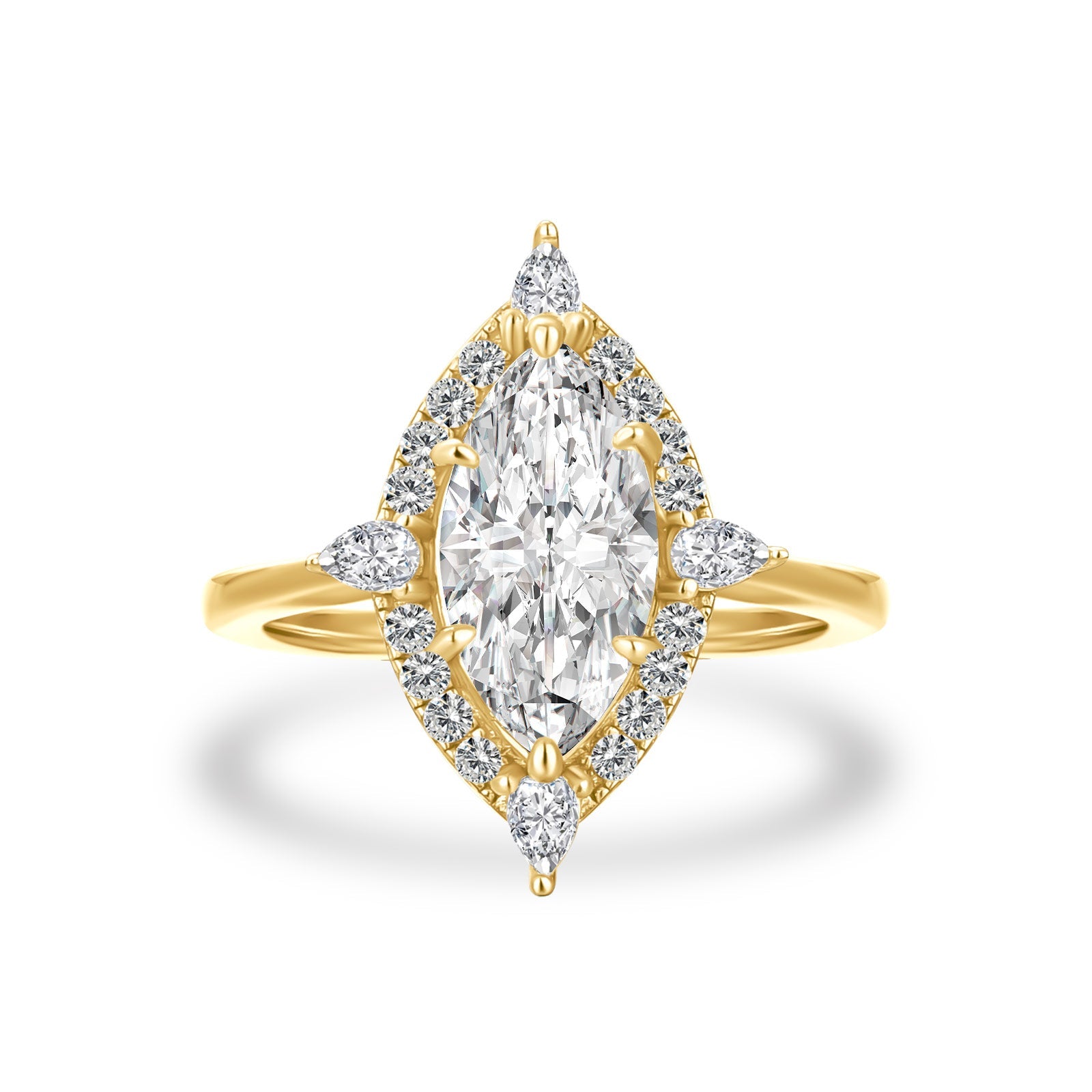 Aurevyn Vintage Moissanite 2.0Ct Marquise Cut Halo Engagement Ring Travel Ring For Her