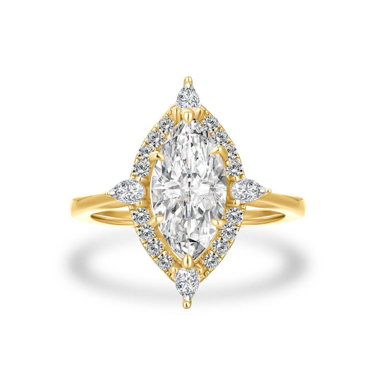 Aurevyn Vintage Moissanite 2.0Ct Marquise Cut Halo Engagement Ring Travel Ring For Her