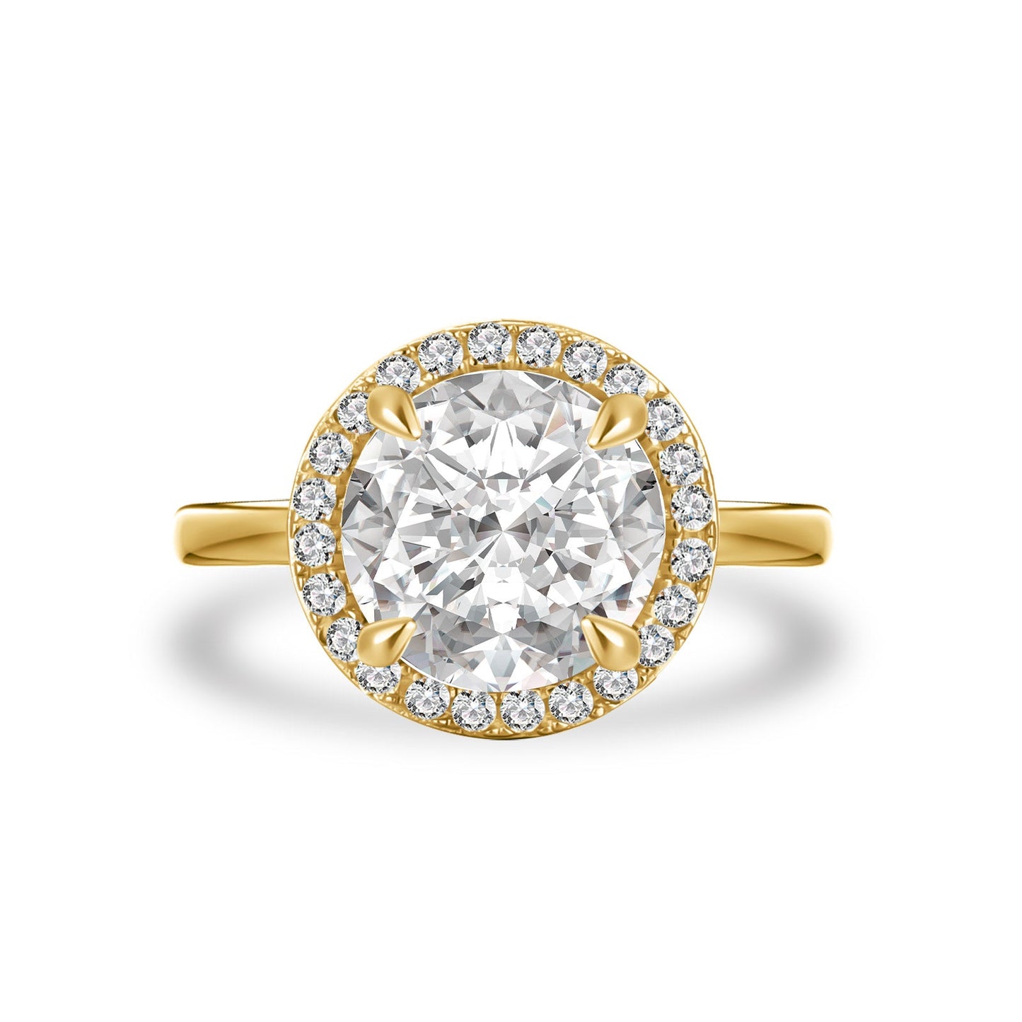 Aurevyn Moissanite Classic 3.0Ct Round Cut Halo Engagement Ring In Sterling Silver