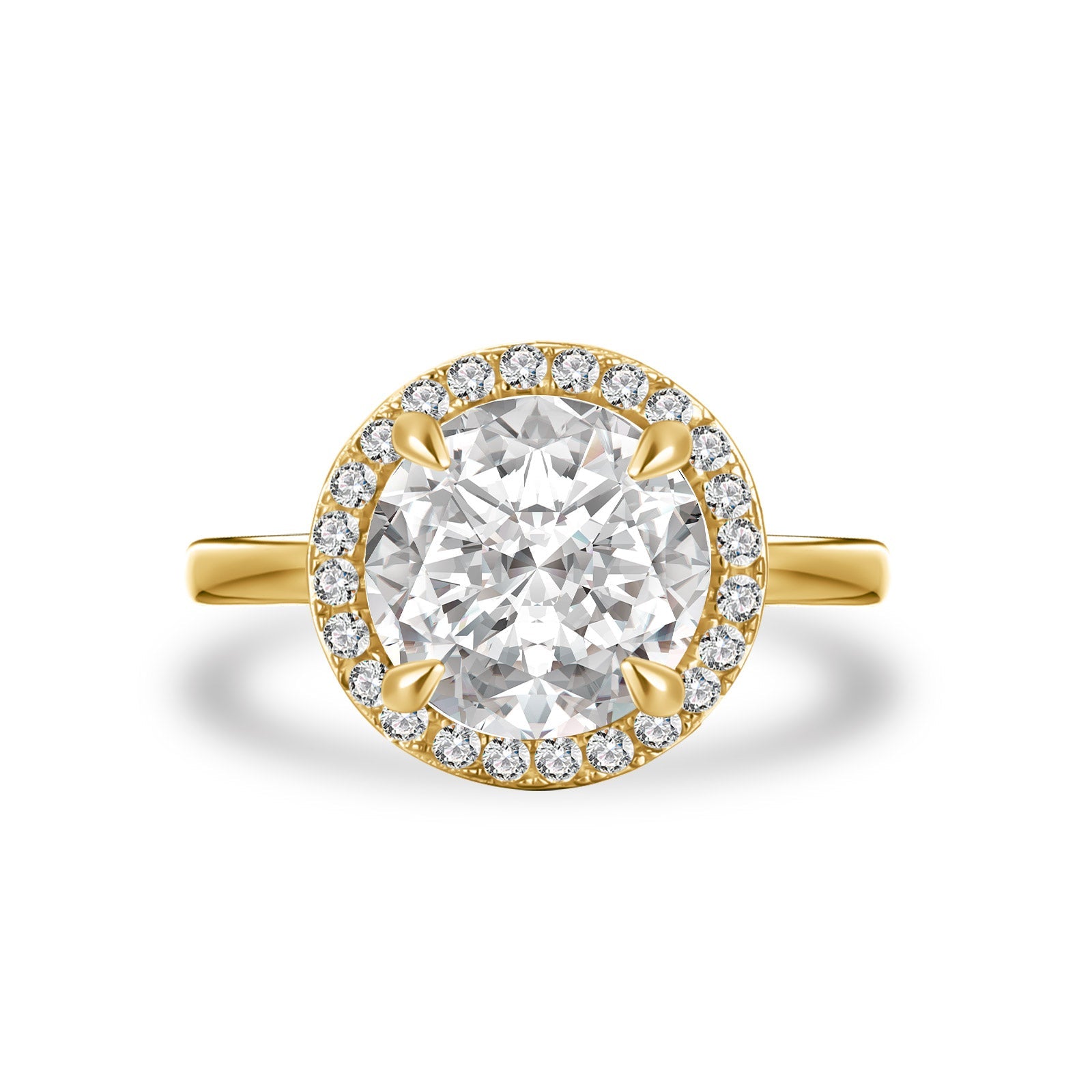 Aurevyn Moissanite Classic 3.0Ct Round Cut Halo Engagement Ring In Sterling Silver