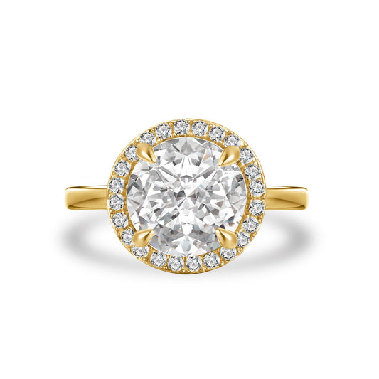 Aurevyn Moissanite Classic 3.0Ct Round Cut Halo Engagement Ring In Sterling Silver