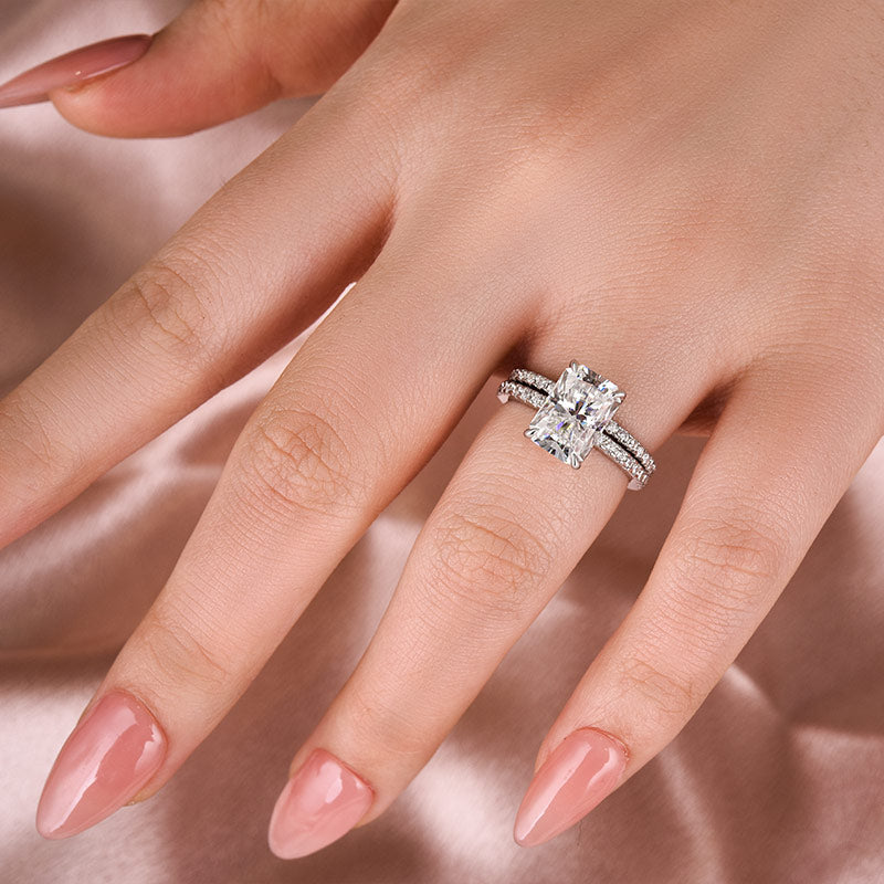 Aurevyn 3.5 Ct Radiant Cut White Gold Wedding Ring For Women