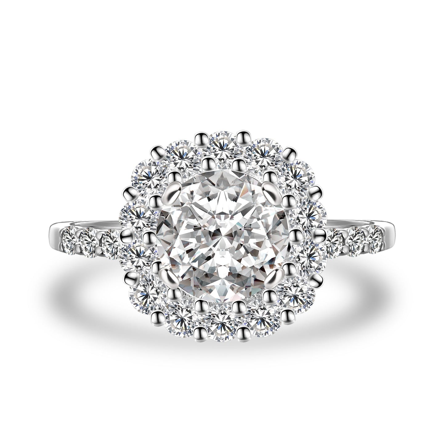 Aurevyn Moissanite 2.0 Ct Halo Round Cut White Gold Engagement Ring