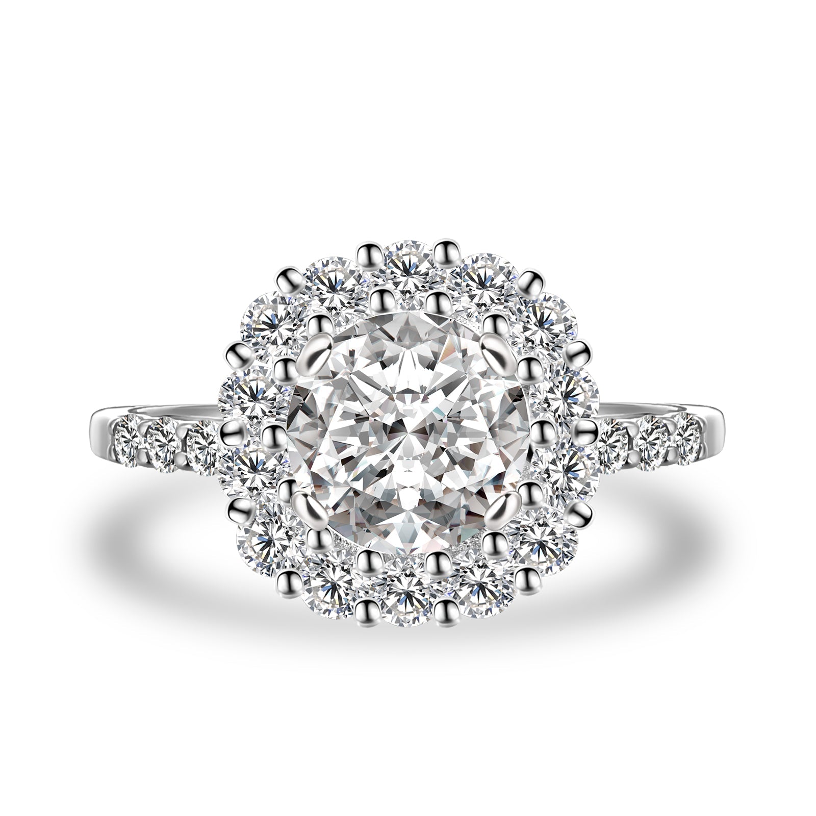 Aurevyn Moissanite 2.0 Ct Halo Round Cut White Gold Engagement Ring