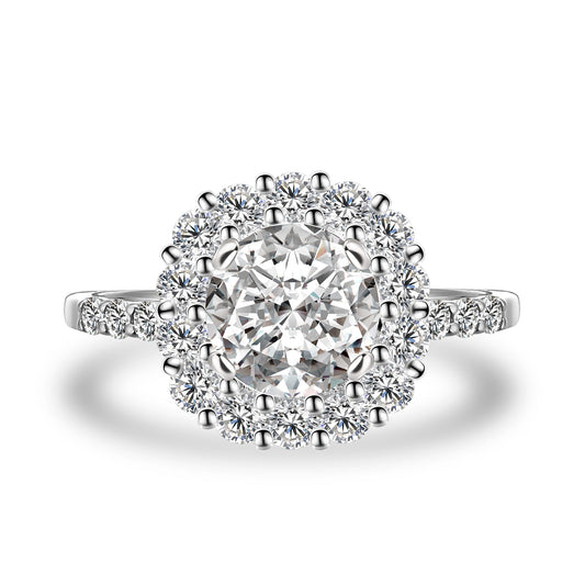 Aurevyn Moissanite 2.0 Ct Halo Round Cut White Gold Engagement Ring