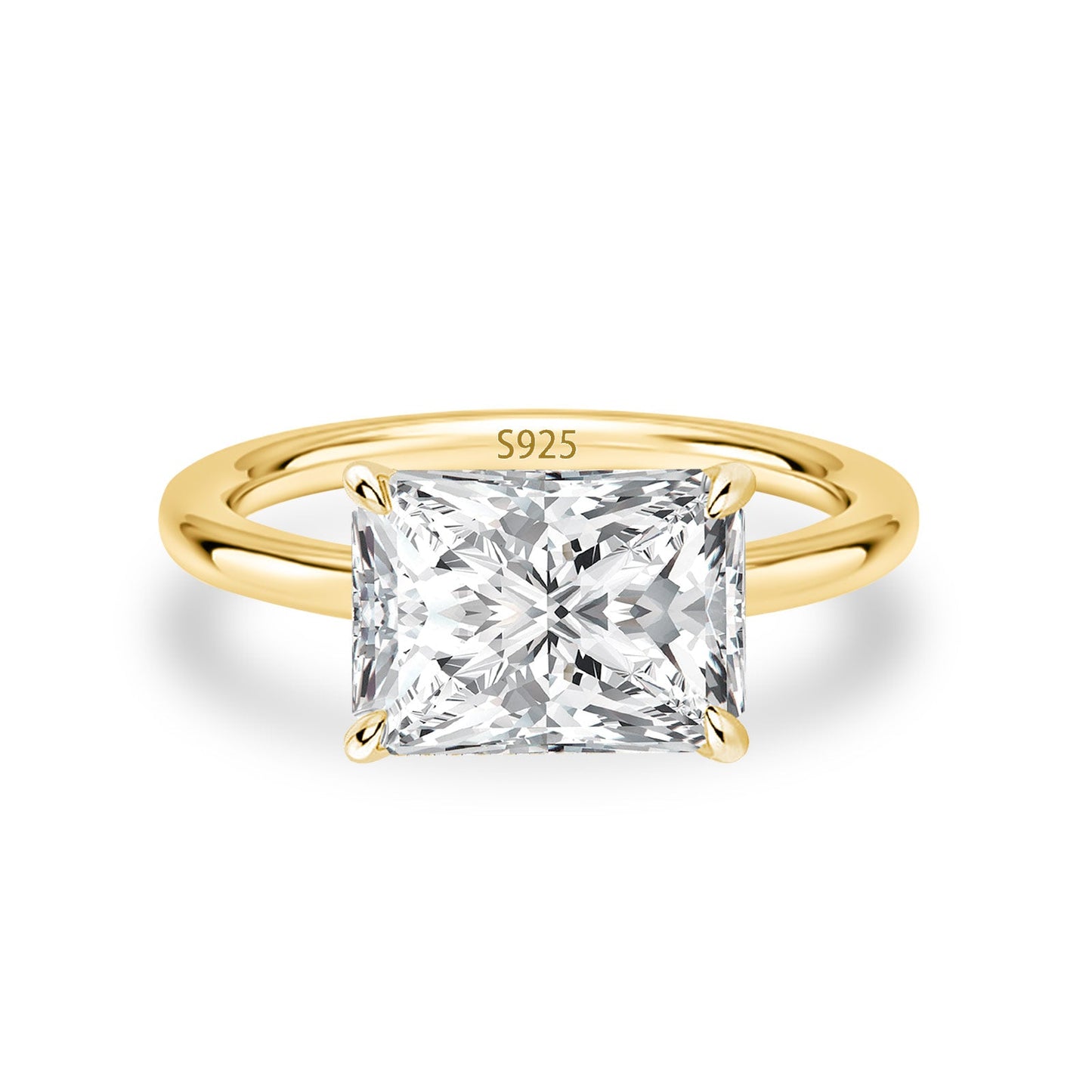 Aurevyn Moissanite 3.5 Ct East-West Radiant Cut Solitaire Engagement Ring In Sterling Silver
