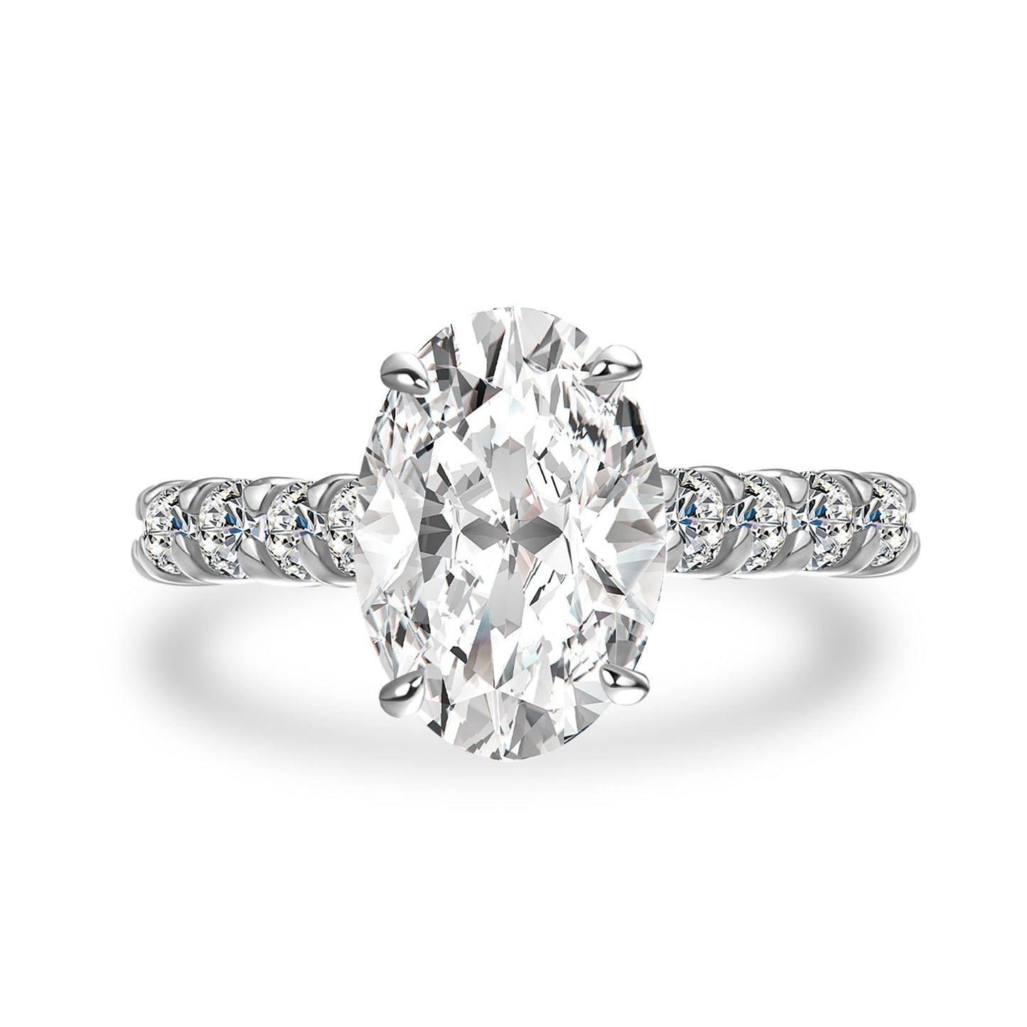 Aurevyn 2.5 Ct/4.0Ct Oval Cut Hidden Halo White Gold Moissanite Diamond Engagement Ring