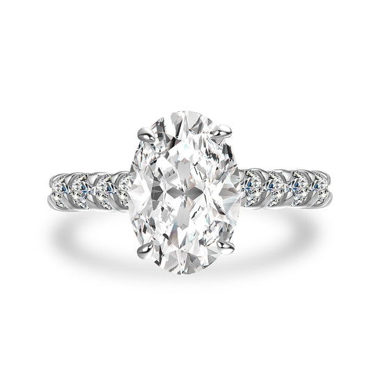 Aurevyn 2.5 Ct/4.0Ct Oval Cut Hidden Halo White Gold Moissanite Diamond Engagement Ring