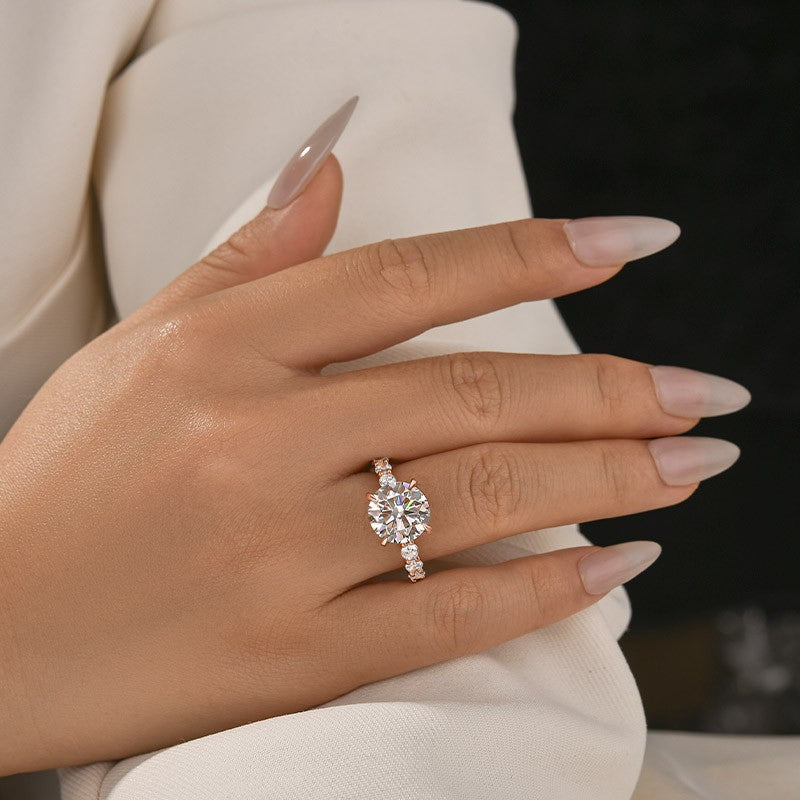 Aurevyn 4.0 Ct Round Rose Gold Engagement Ring