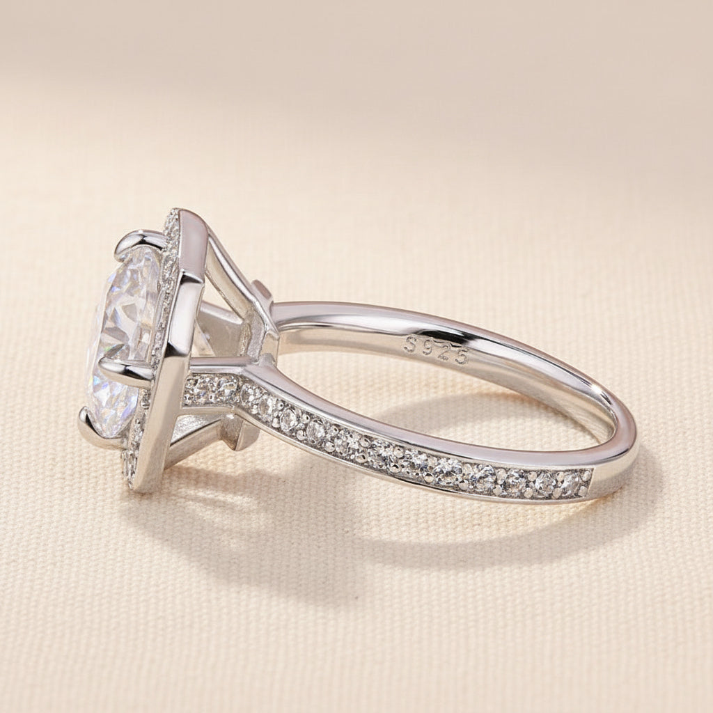 Aurevyn 3.0Ct Halo Round White Gold Engagement Ring