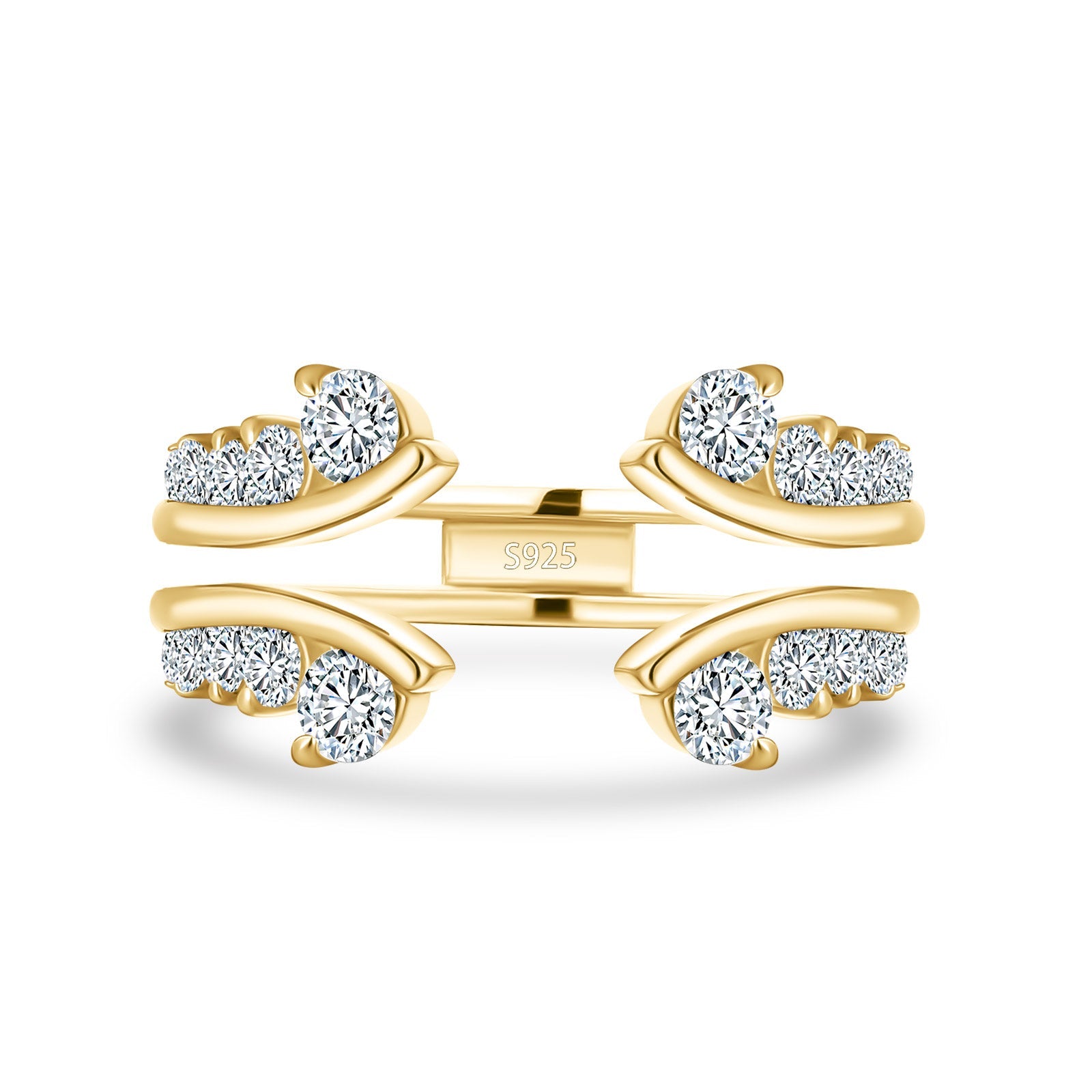 Aurevyn Moissanite Round Cut Jacket Yellow Gold Stack Wedding Band