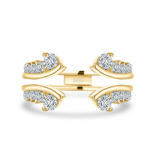 Aurevyn Moissanite Round Cut Jacket Yellow Gold Stack Wedding Band