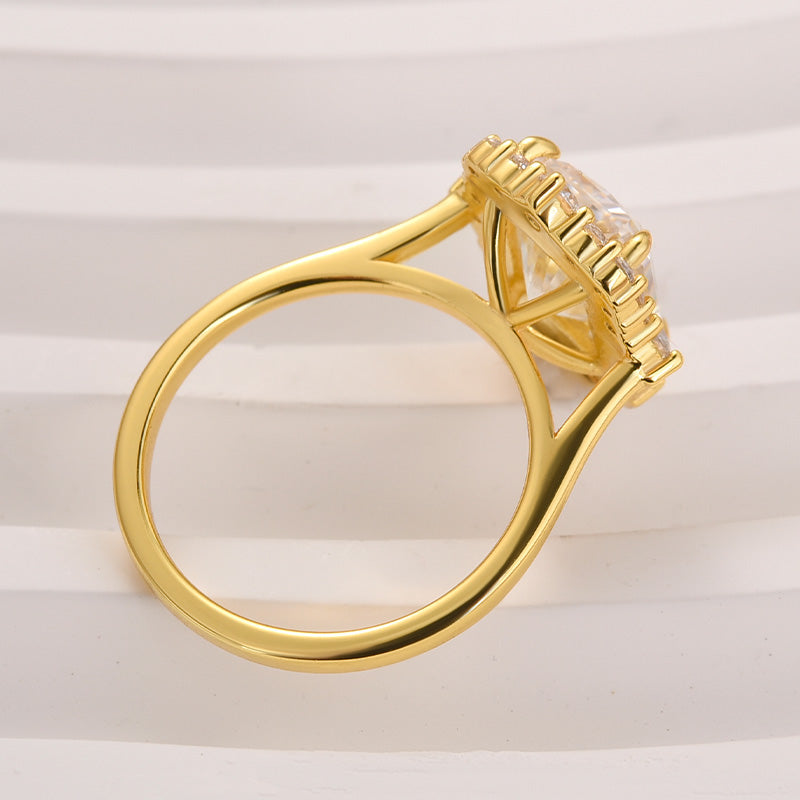 Aurevyn 3.0Ct Yellow Gold Halo Radiant Cut Engagement Ring
