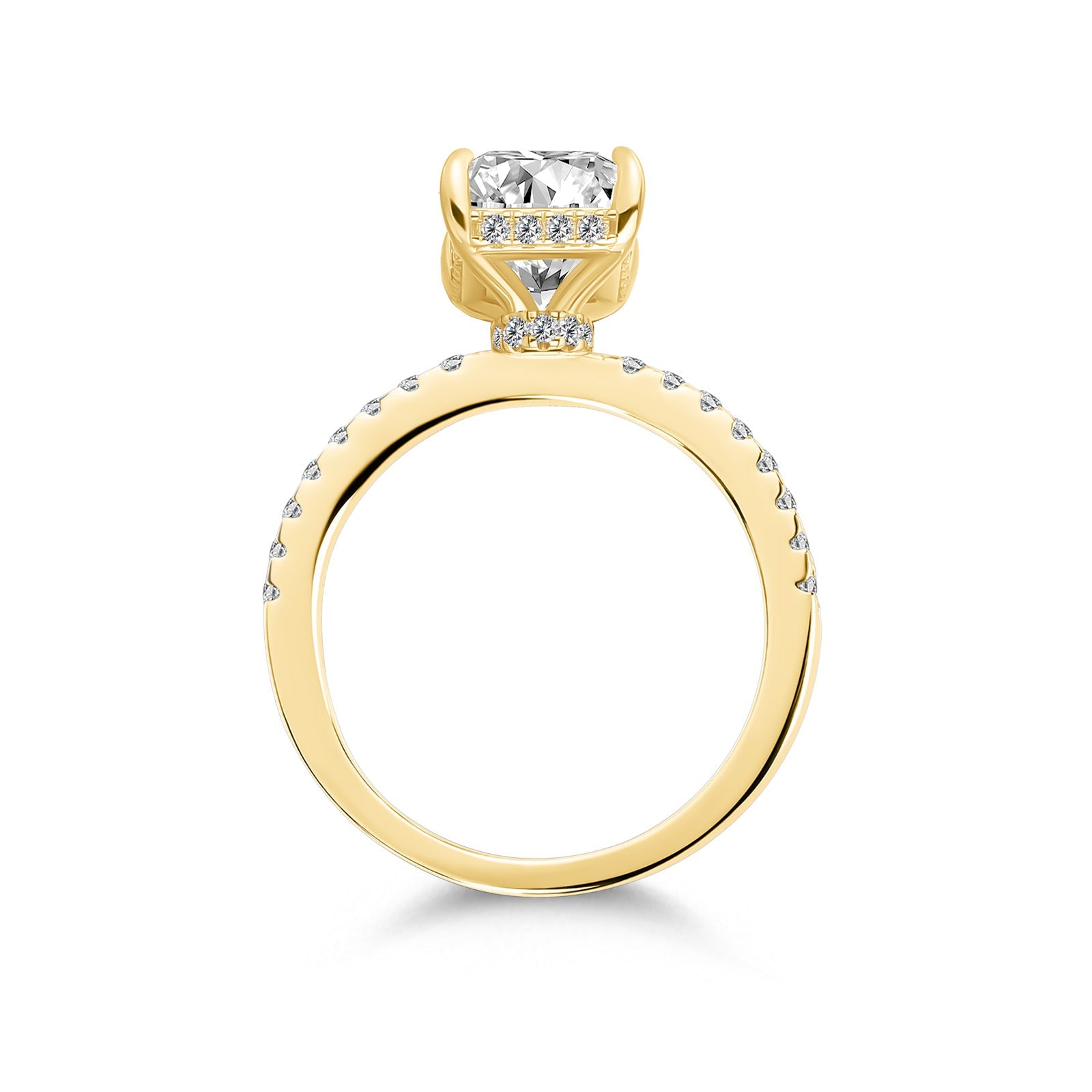 Aurevyn Moissanite 3.5Ct Radiant Cut Hidden Halo Engagement Ring in Sterling Silver