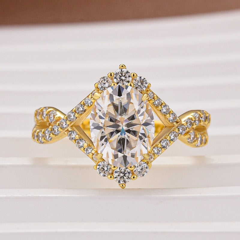 Aurevyn Moissanite 2.0Ct Oval Cut Engagement Ring Travel Ring In Sterling Silver