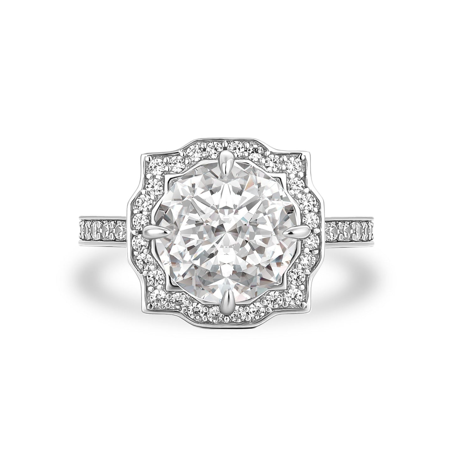 Aurevyn 3.0Ct Halo Round White Gold Engagement Ring