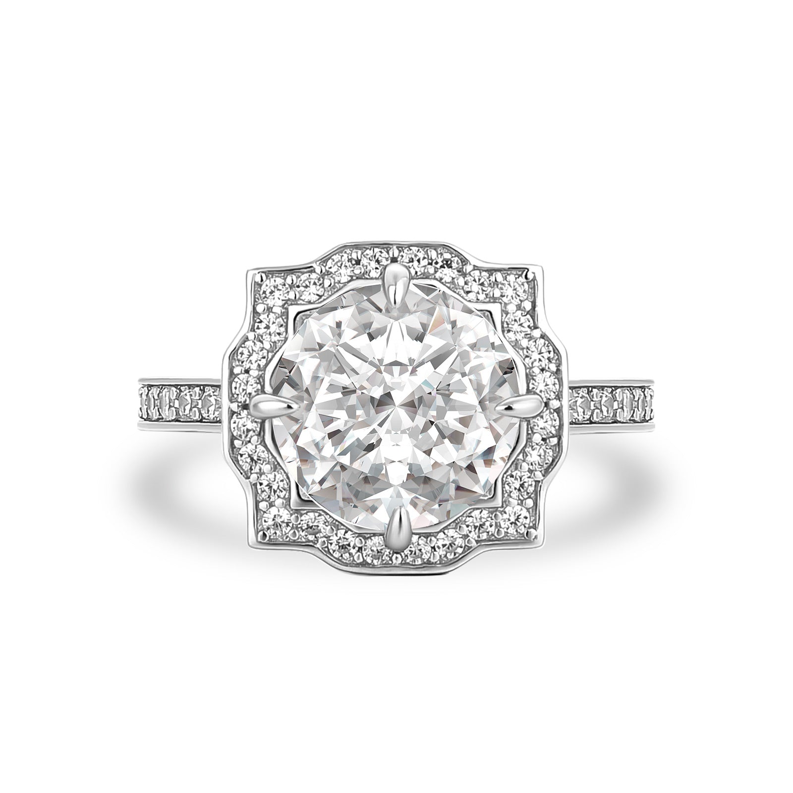 Aurevyn 3.0Ct Halo Round White Gold Engagement Ring