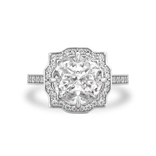 Aurevyn 3.0Ct Halo Round White Gold Engagement Ring